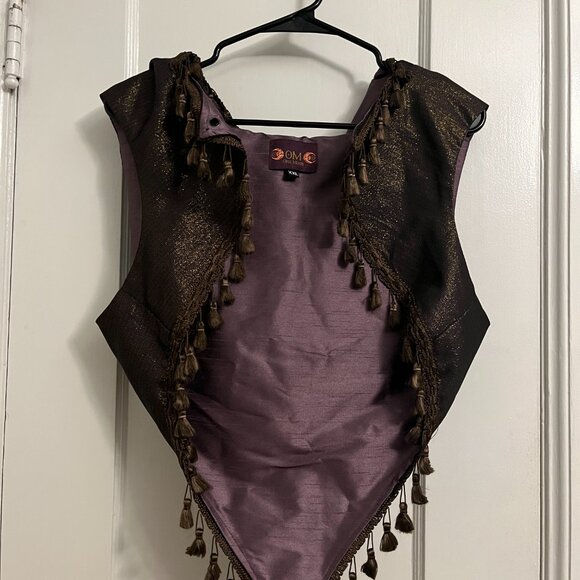 Hooded Tassel Bolero Vest Festival Renaissance Faire - Picture 2 of 4